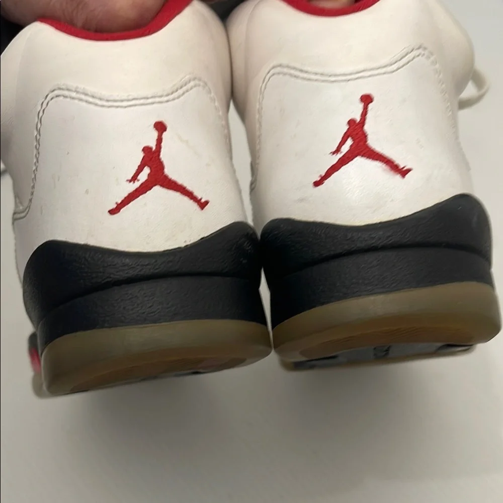 White and Red High-Top Sneakers